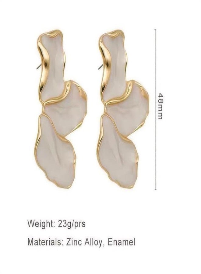 EXPHAIN Irregular Petal Earrings For Women Stainless Steel Unique Statement Flower Dangle Earrings Trendy Jewelry Gift - Image 2